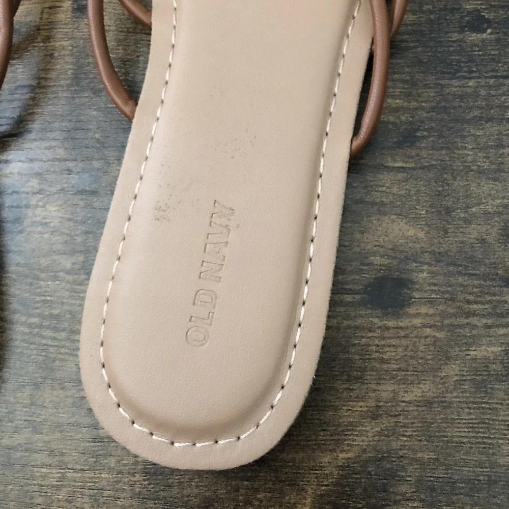 Old Navy Womens Brown Sandals Size 9 Knotted‎ Strap Cognac Flats Minimal Basic